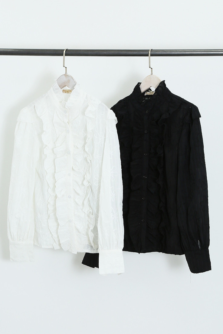 Ruffles Mock Neck Blouse