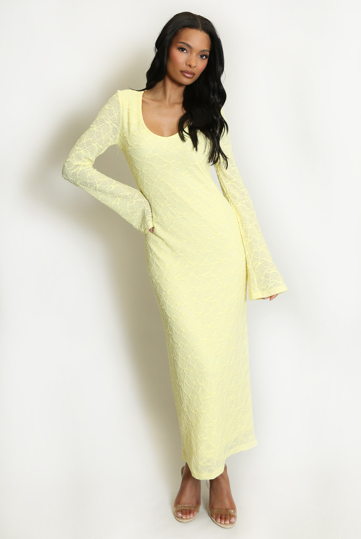 V Neck Textured Maxi Dress