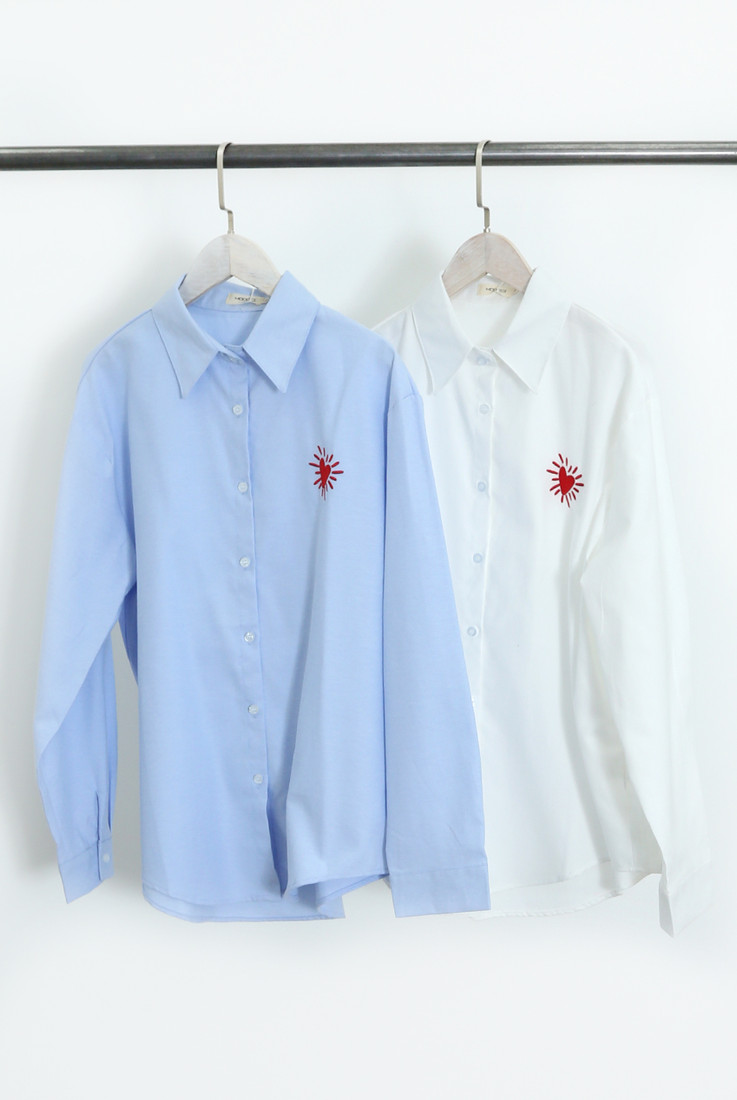 Heart Motif Cotton Shirt 