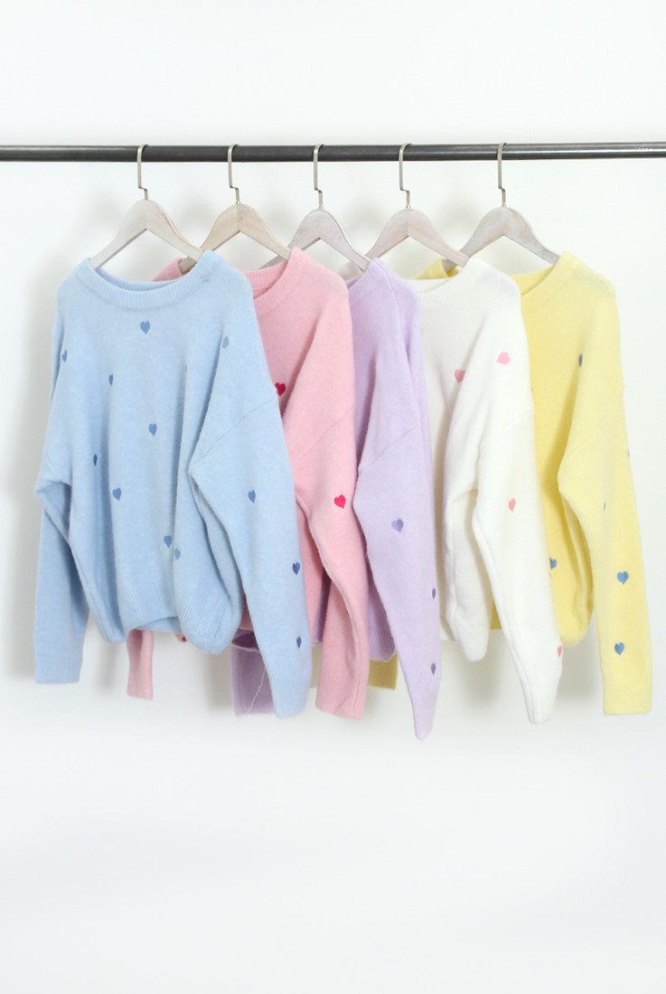 Heart Embroidered Soft Knit Jumper