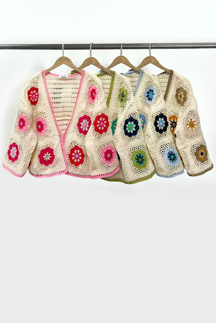 Open Floral Crochet Cardigan