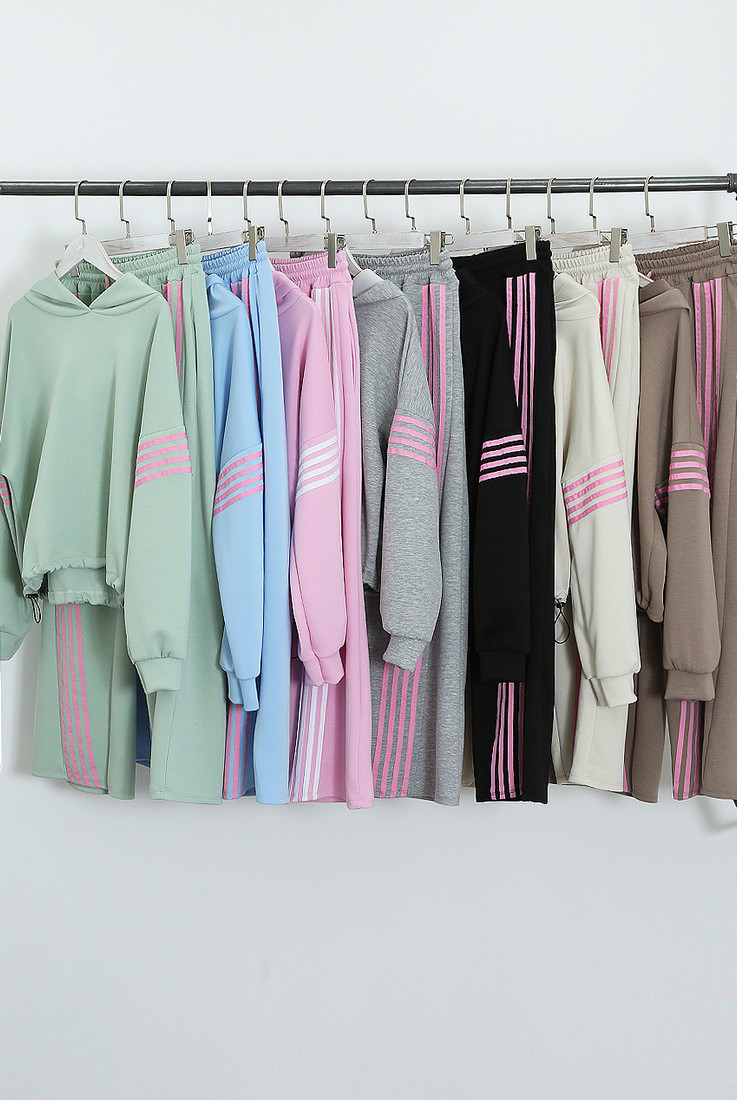 Stripes Detail Hoodie and Trouser Set