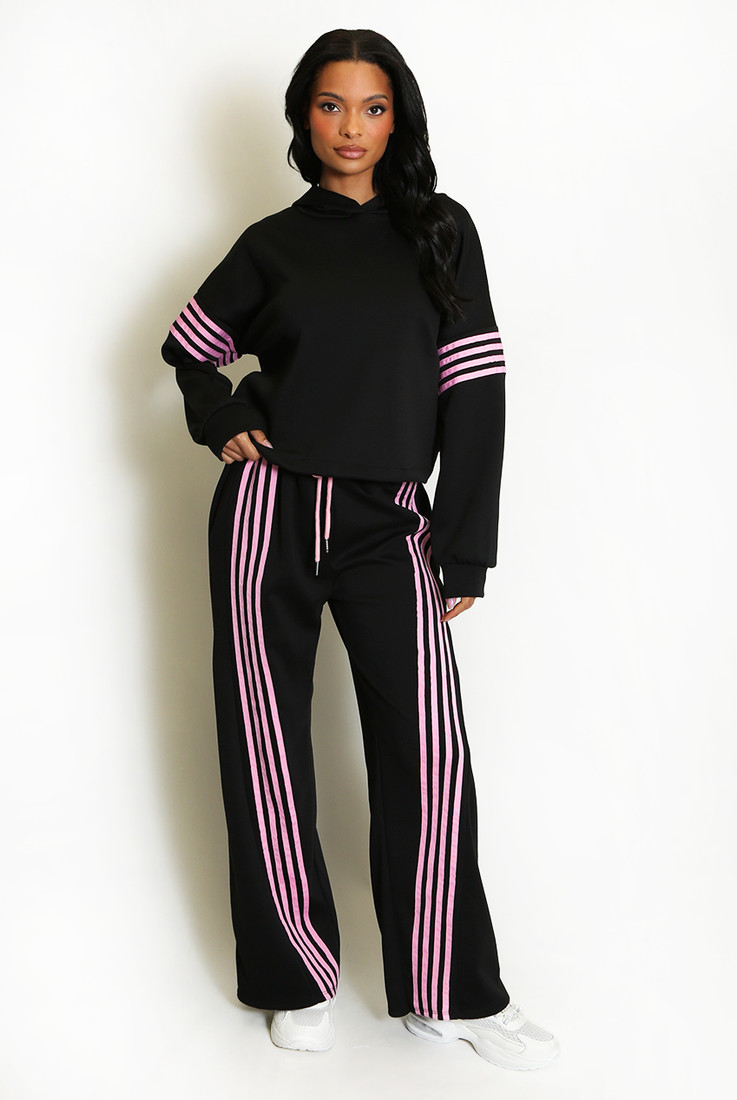 Stripes Detail Hoodie and Trouser Set