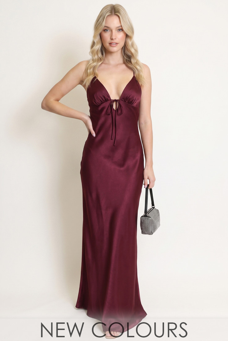 Satin Cut Out Maxi Dress