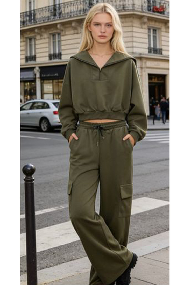 Cropped Hoodie and Cargo Jogger Set