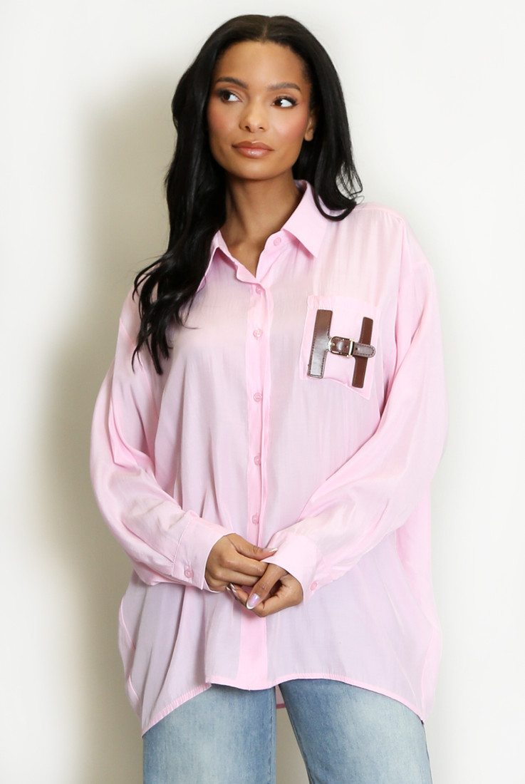 H Motif Button Up Blouse