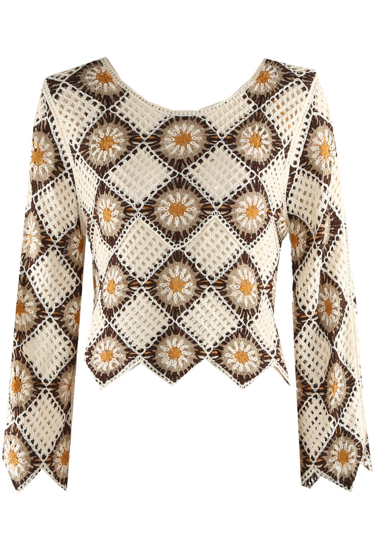 Long Sleeve Crochet Tops