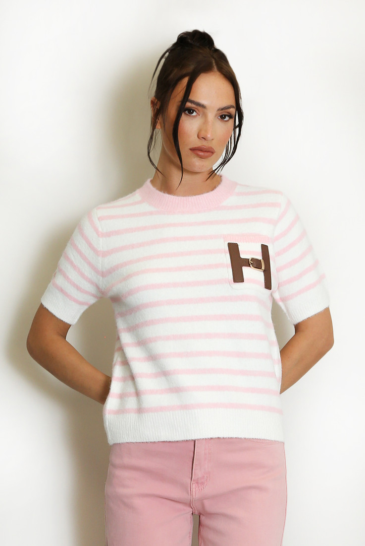 H Motif Striped TShirt