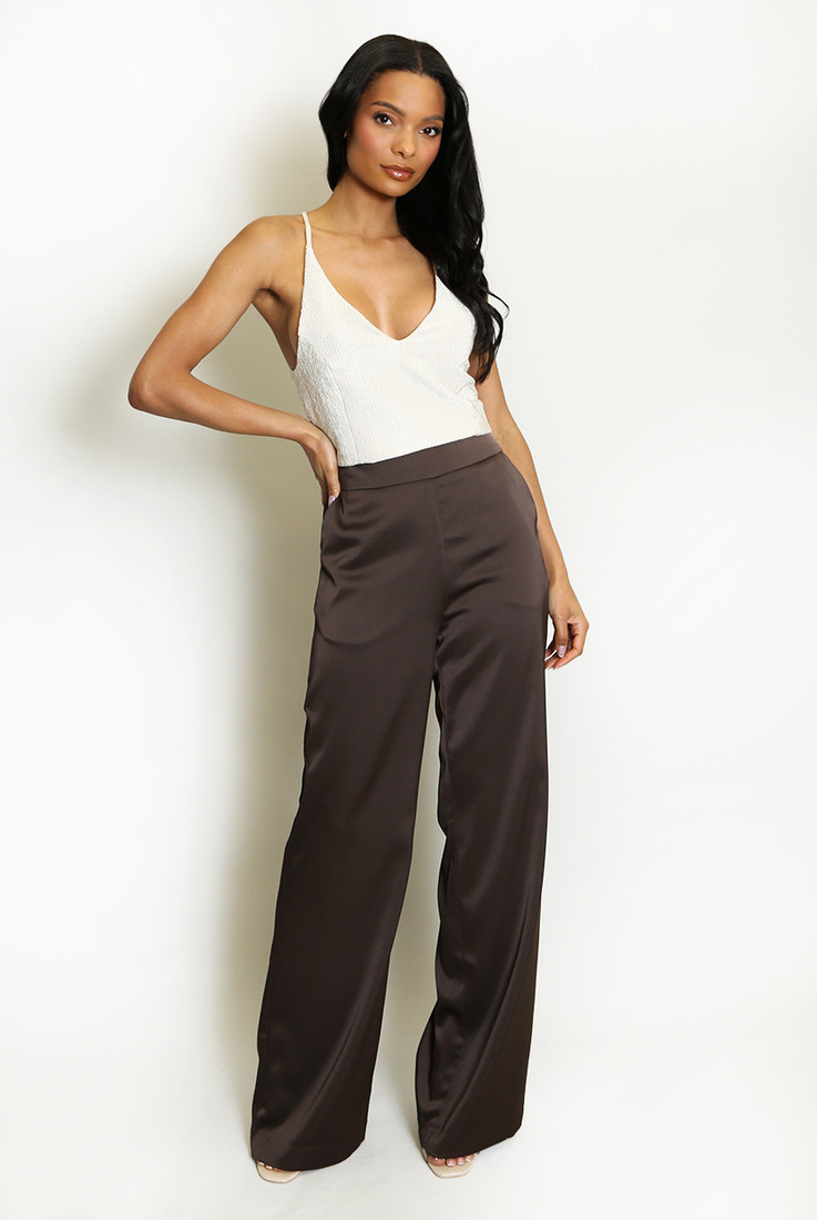 Tailored Satin Wide Leg Trouser
