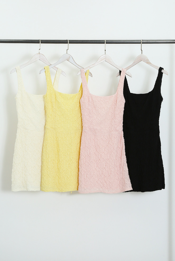 Textured Lace Up Back Mini Dress