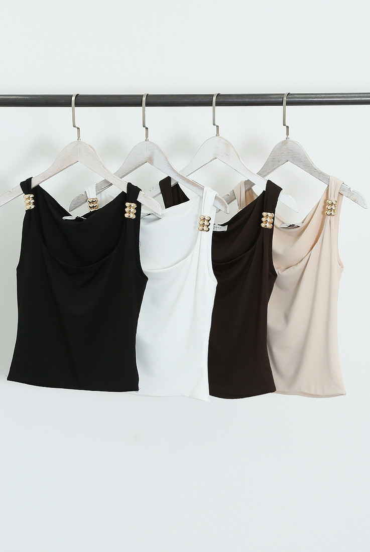 Metal Detail Square Neck Top