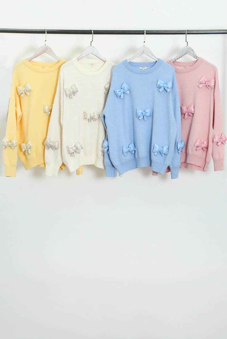Diamante Padded Bow Jumper 
