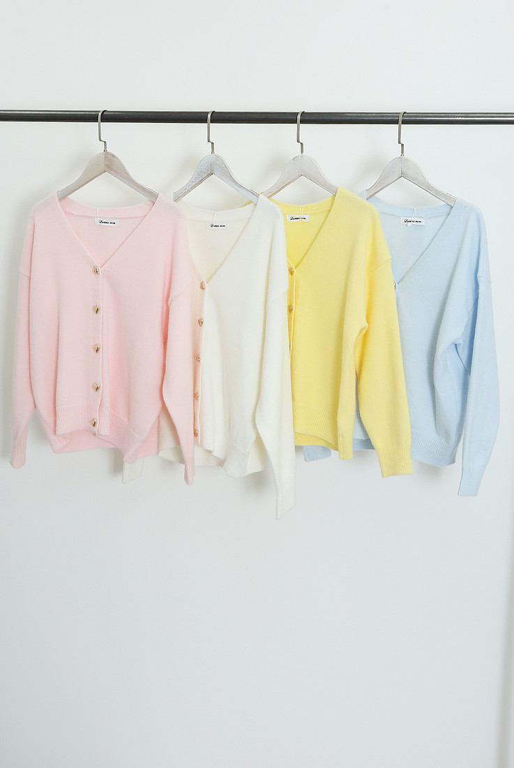 Heart Button Soft Knit Cardigan 