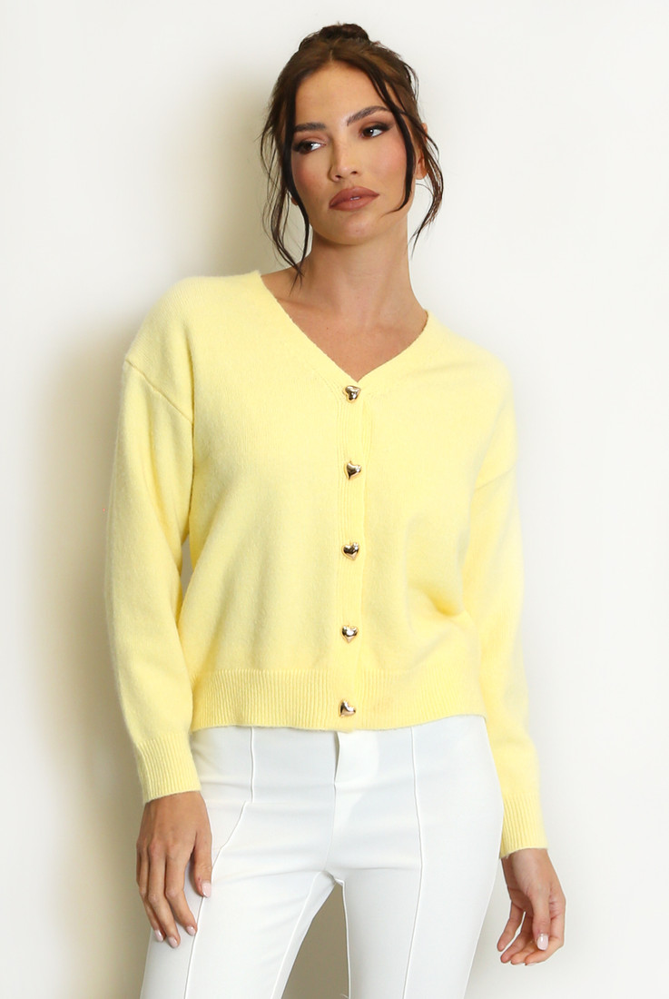 Heart Button Soft Knit Cardigan 