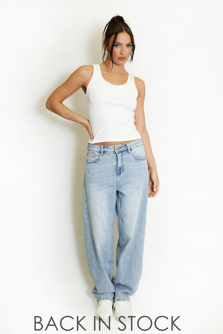 Mid Rise Barrel Leg Jeans