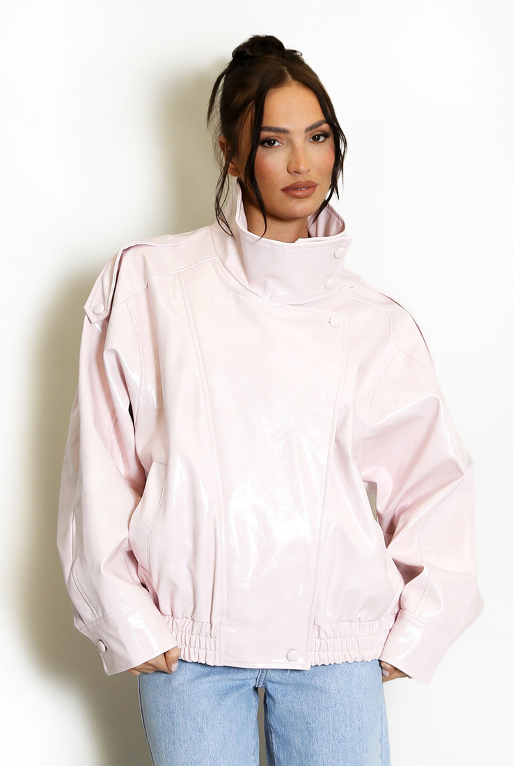 Vinyl High Neck Oversized Jacket