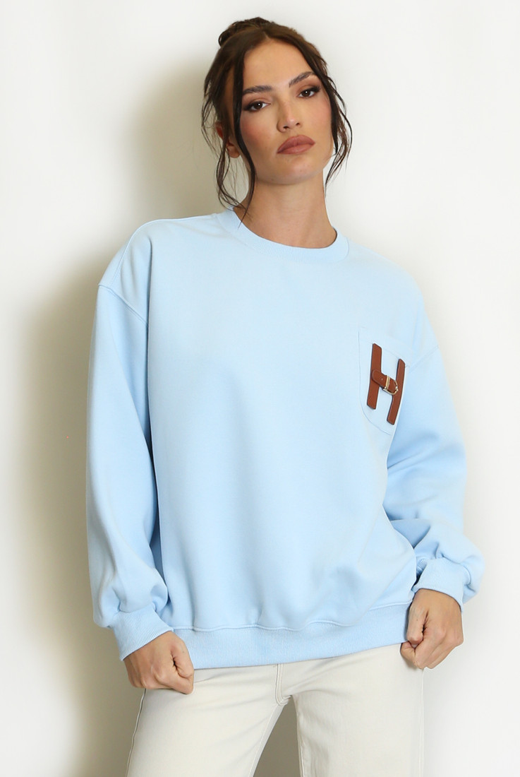 H Motif Crew Neck Sweatshirt