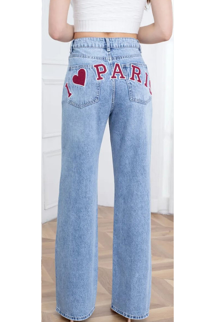 I Love Paris Slogan Jeans