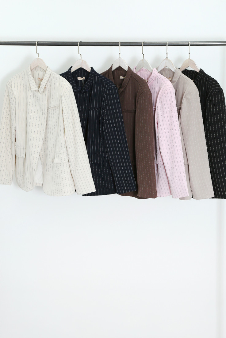 Striped Asymmetric Wrap Blazer