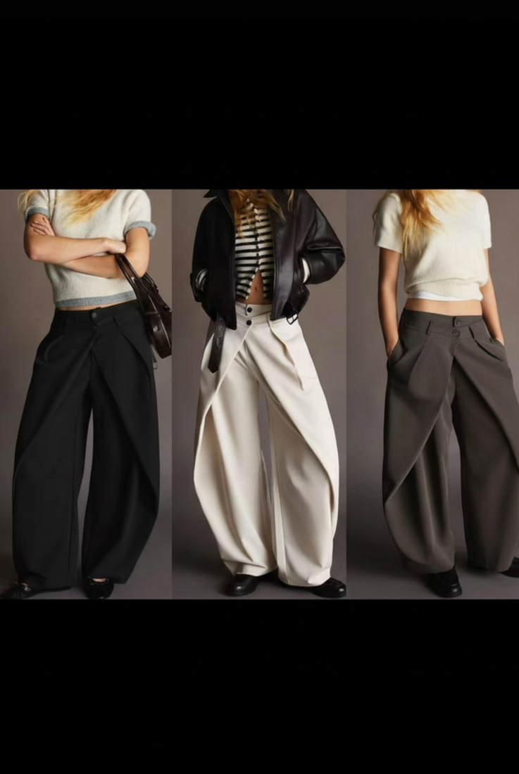 Pleated Wide Leg Flowing Trouser