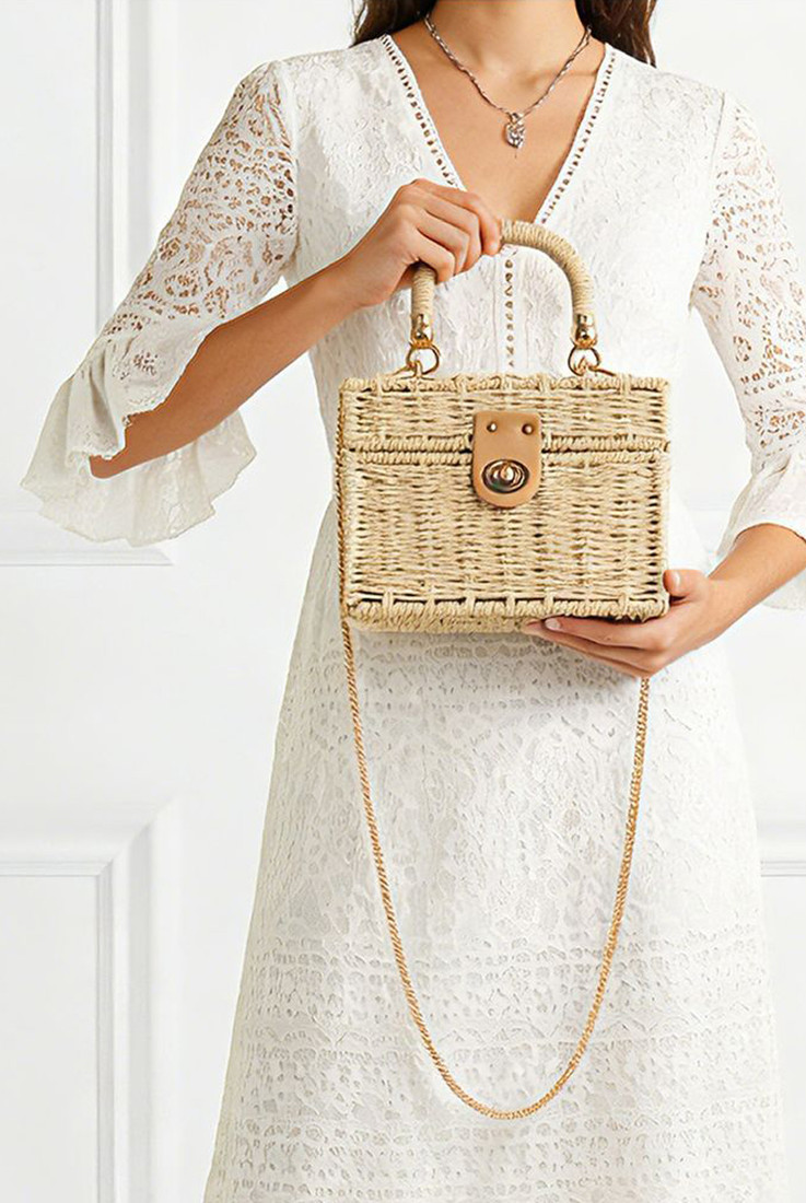 Natural Wicker Box Bag