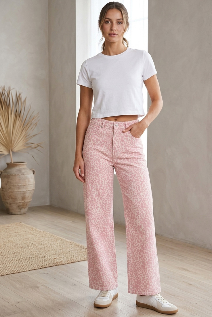 Animal Print Dad Fit Jeans