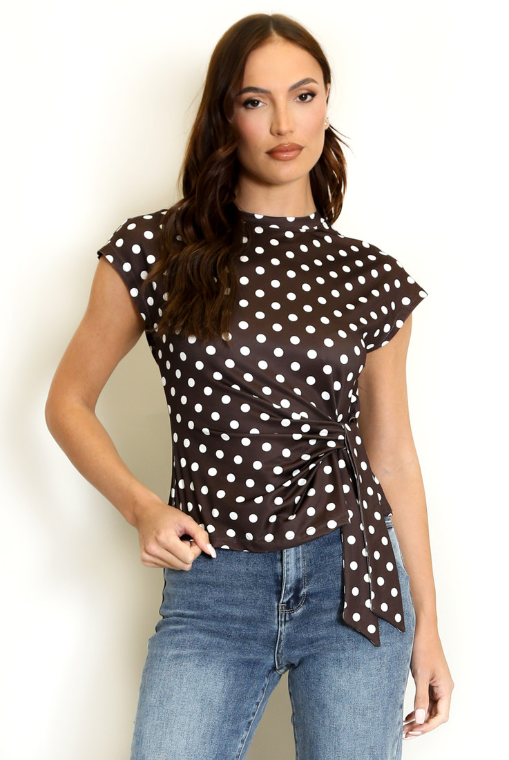 Polka Dot Tie Side Top