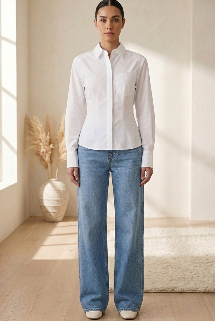 Tie Back Cotton Shirt 