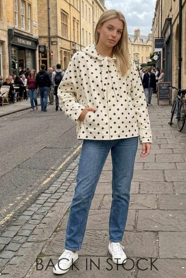 Polka Dot Tie Hood Jacket 