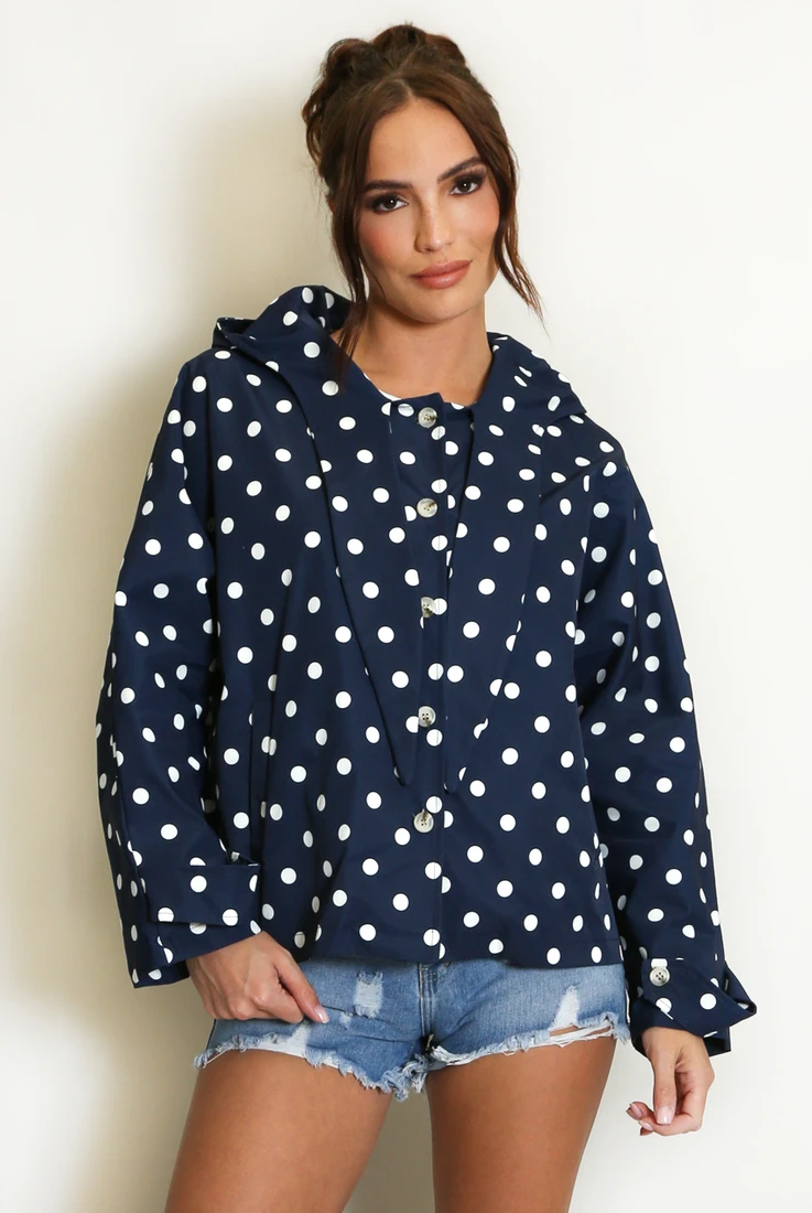Polka Dot Tie Hood Jacket 