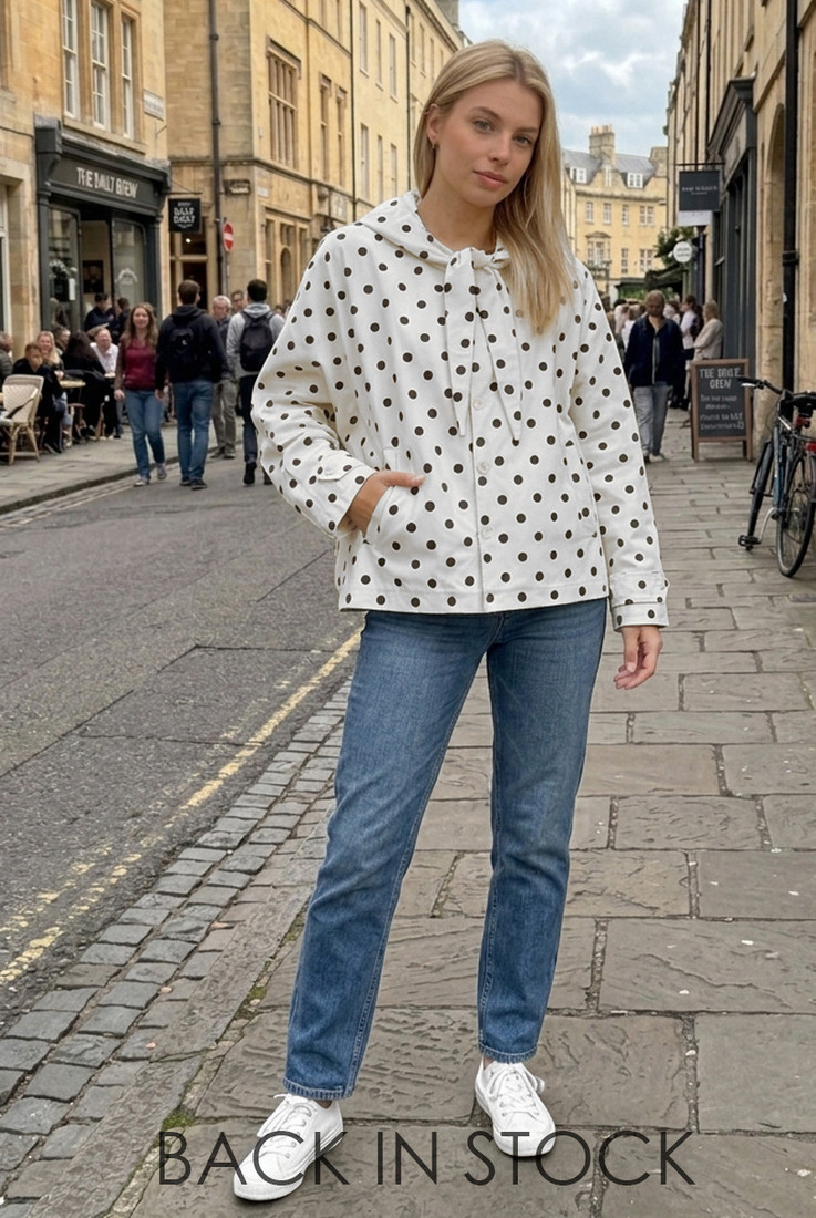 Polka Dot Tie Hood Jacket 