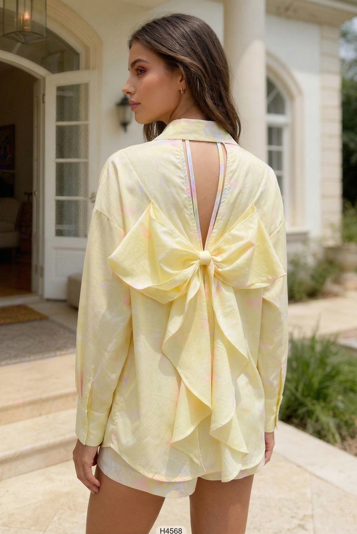Cut Out Bow Back Shirt