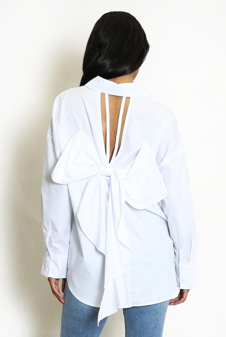 Cut Out Bow Back Shirt
