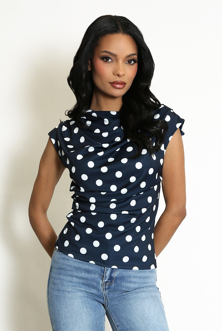 Polka Dot Chiffon Frill Blouse - Buy Fashion Wholesale in The UK
