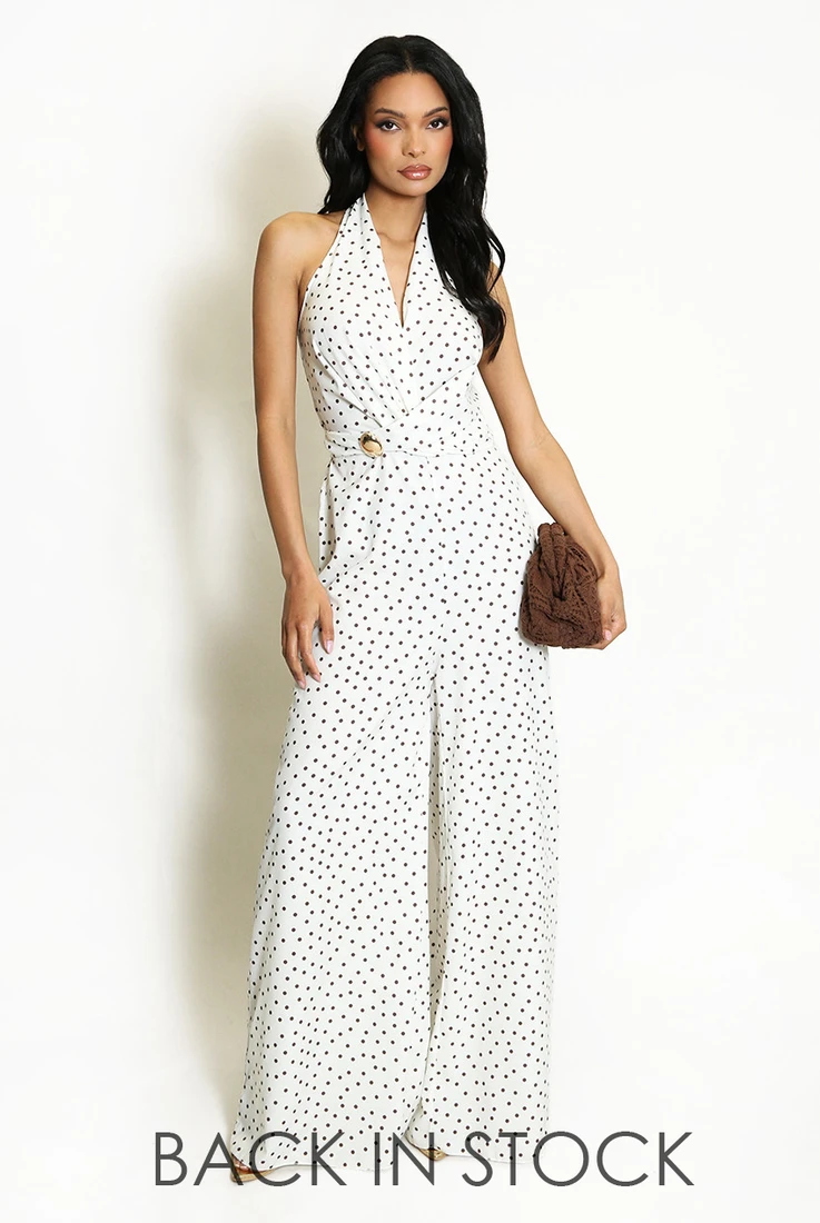 Polka Dot Wide Leg Jumpsuit