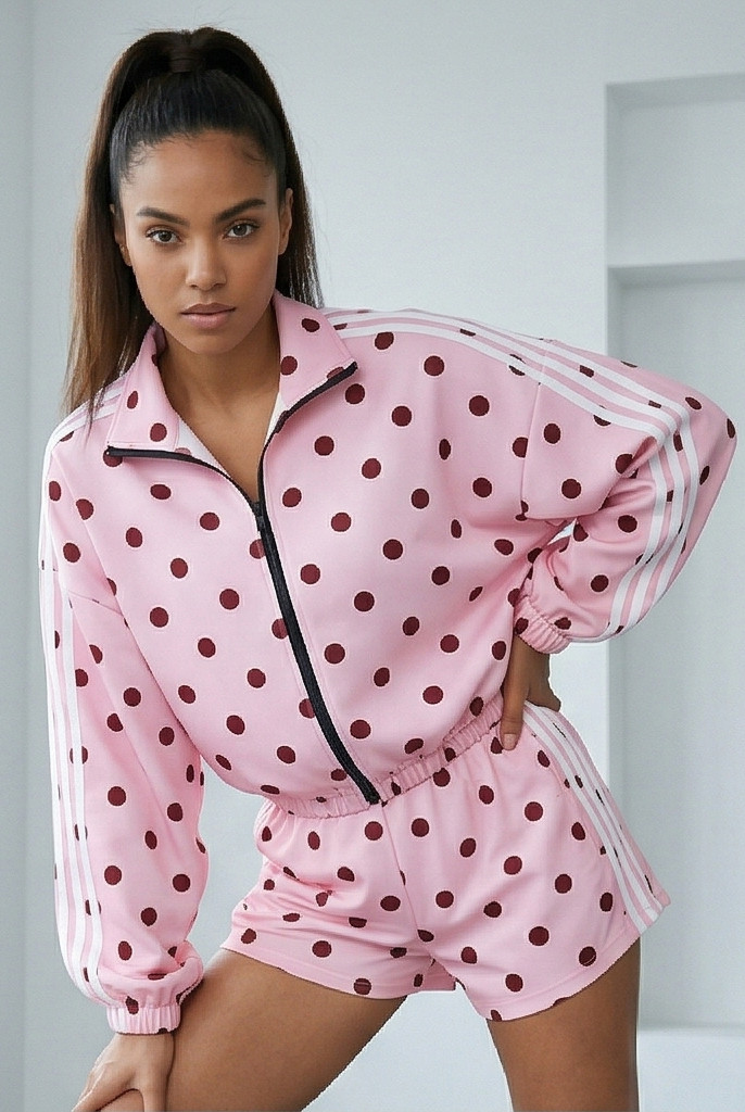 Polka Dots Stripes Jacket and Shorts Set