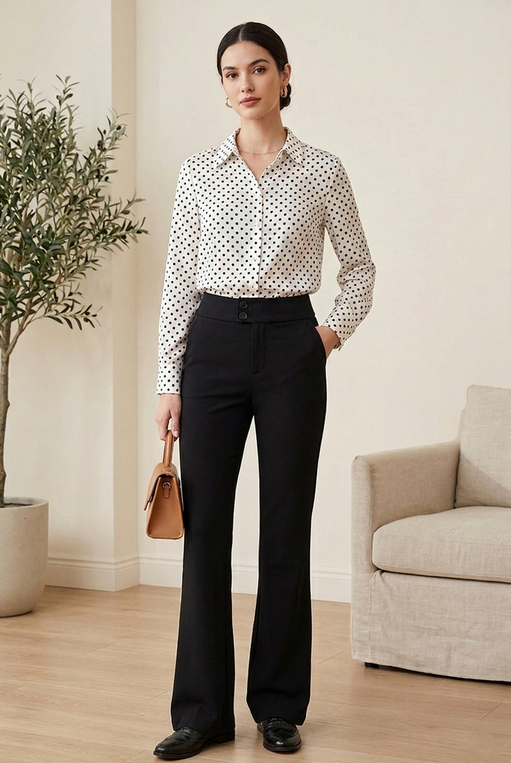 Double Button Flare Trousers