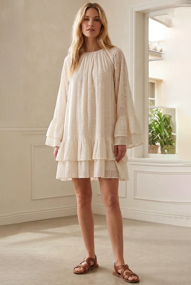 Anglaise Frill Detail Shift Dress