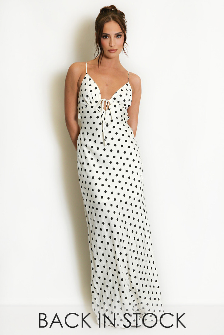 Polka Dot Cut Out Back Maxi Dress