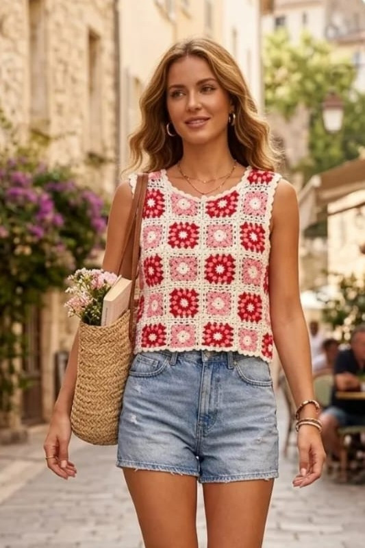 Patchwork Crochet Top