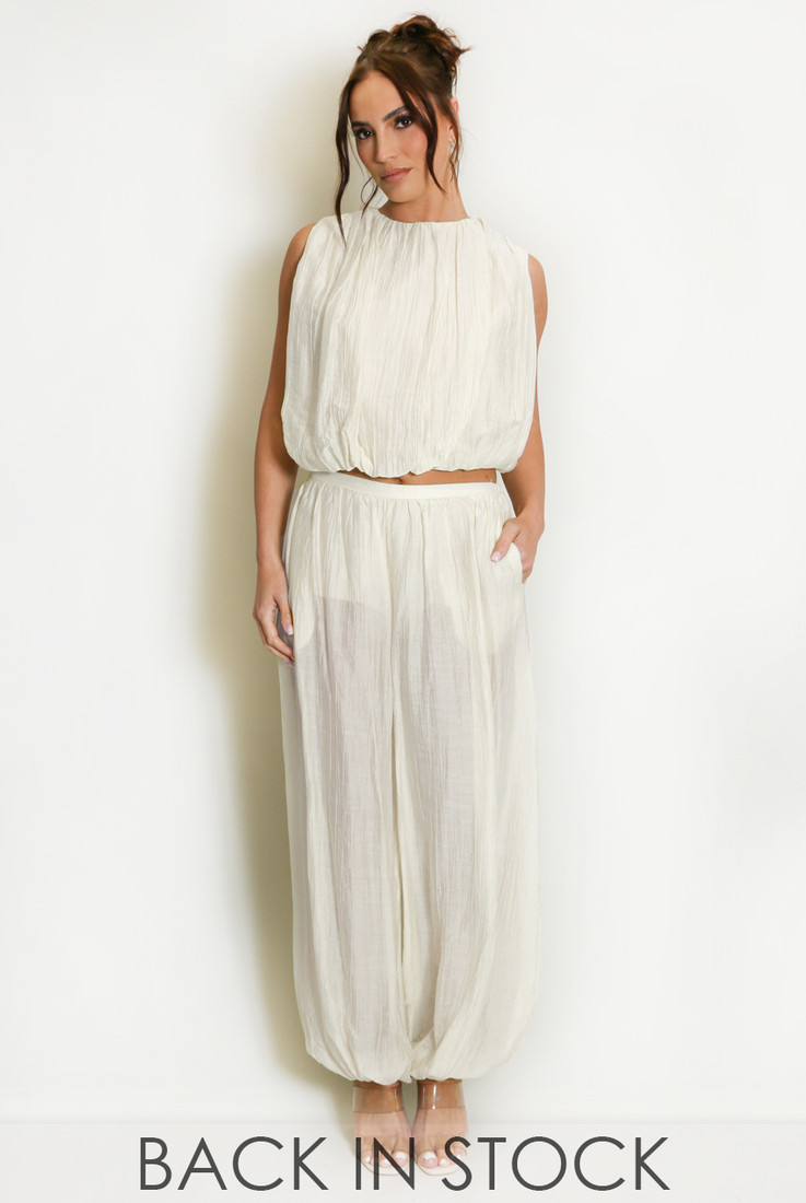 Balloon Hem sleeveless top And Trouser Set
