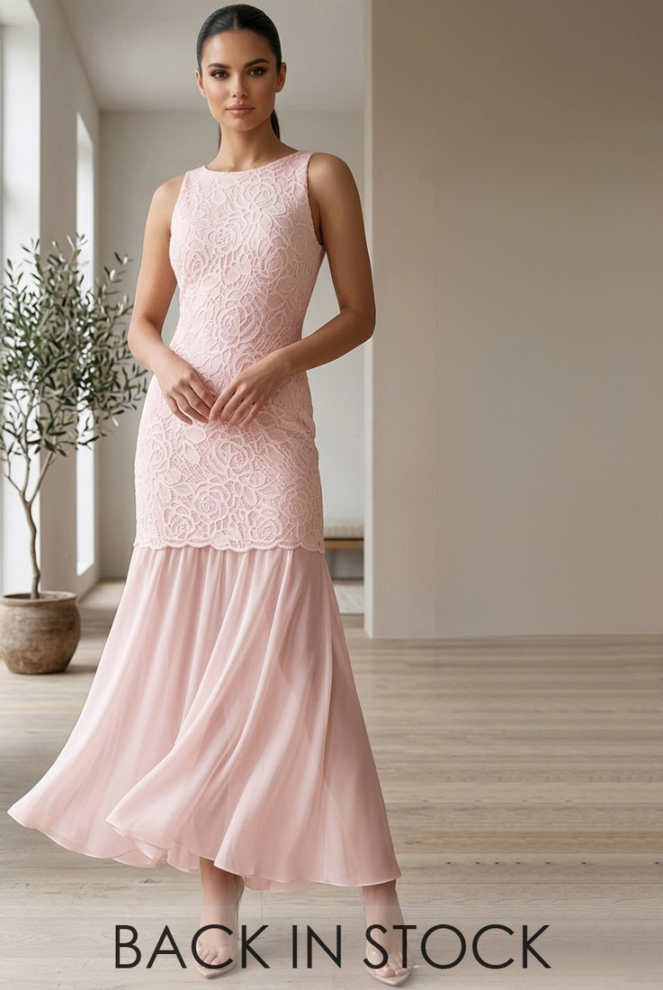 Crochet Chiffon Hem Maxi Dress