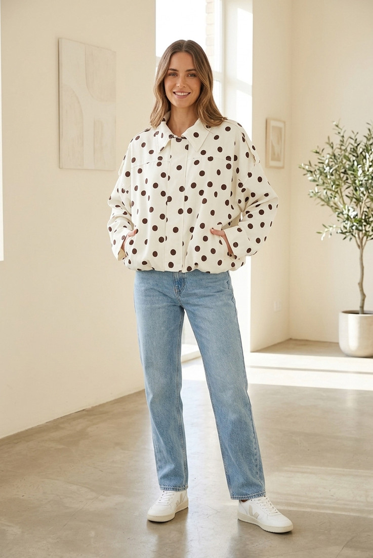 Polka Dot Bubble Hem Jacket