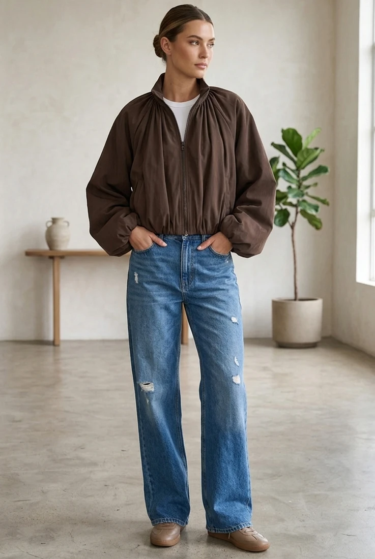 Bubble Hem Bomber Jacket