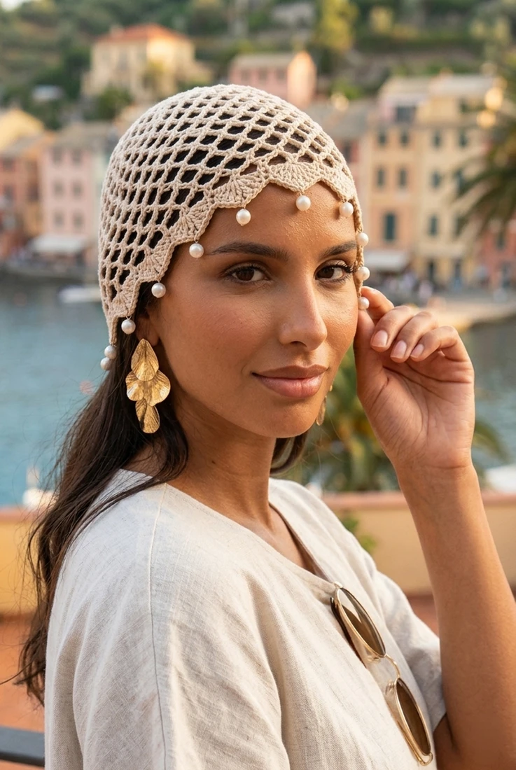 Pearl Hem Crochet Hat 