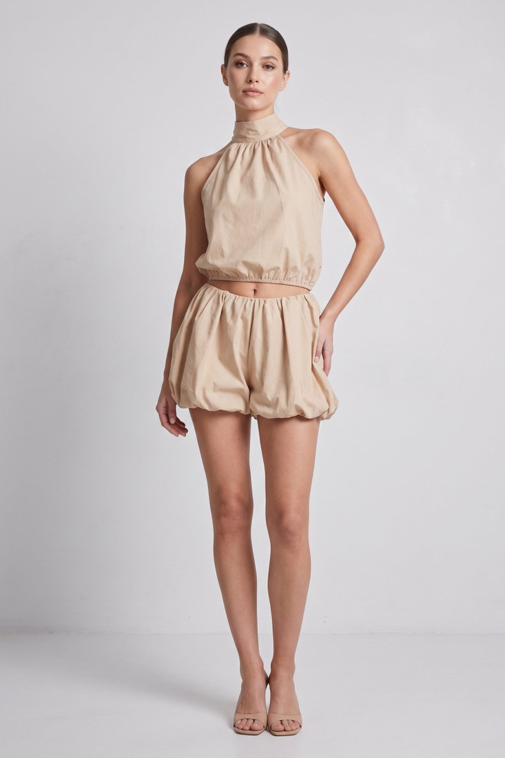 Balloon Hem Blouse and Shorts