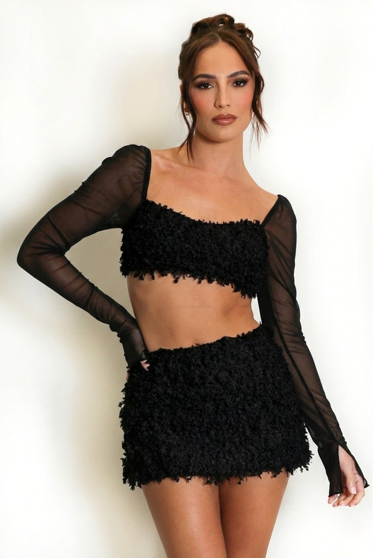 Textured Tassel Crop Top 