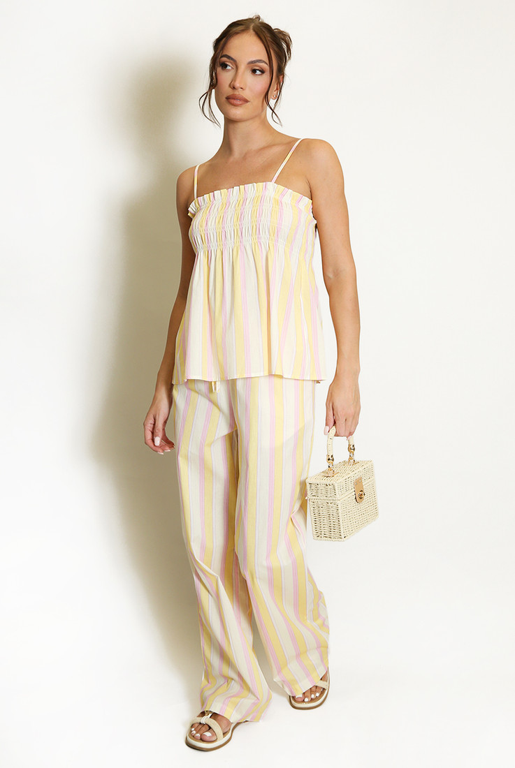 Stripes Shirred Top and Trouser Set