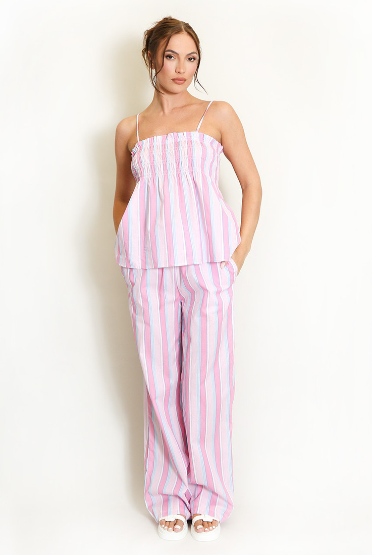 Stripes Shirred Top and Trouser Set