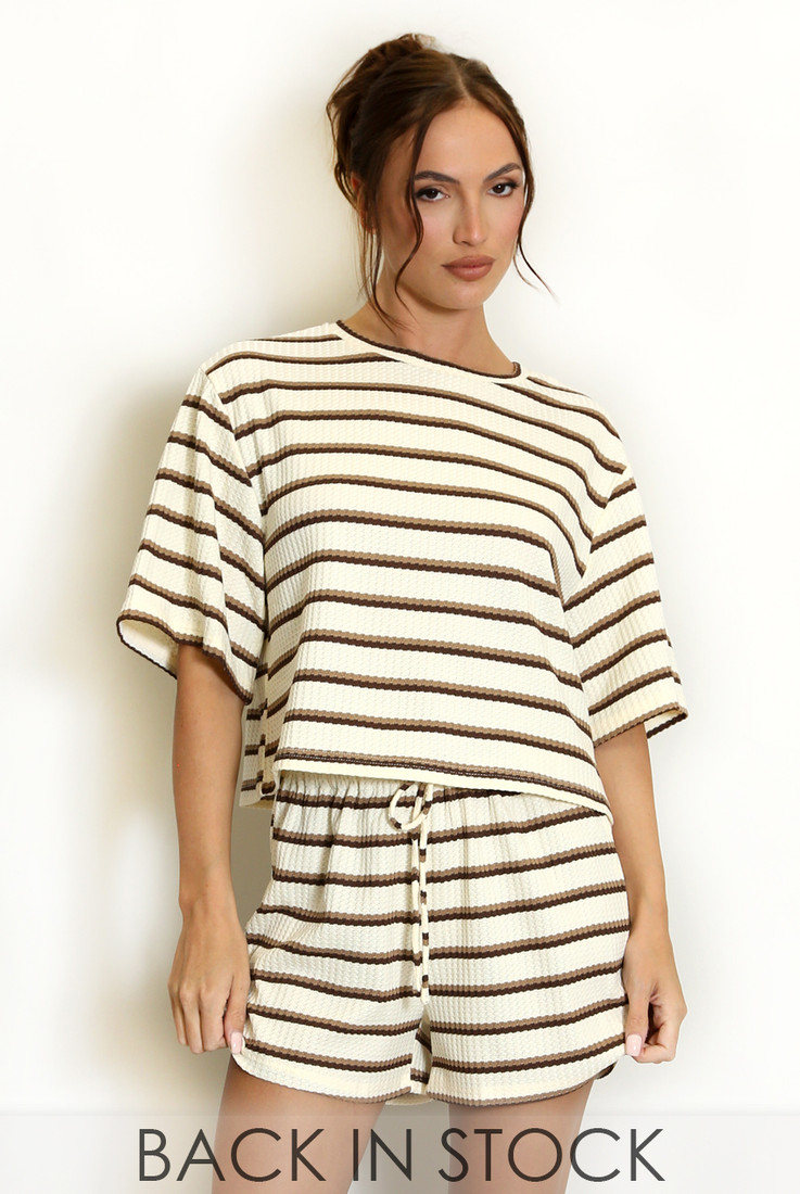 Striped Textured Oversized T-Shirt(PRE ORDER)